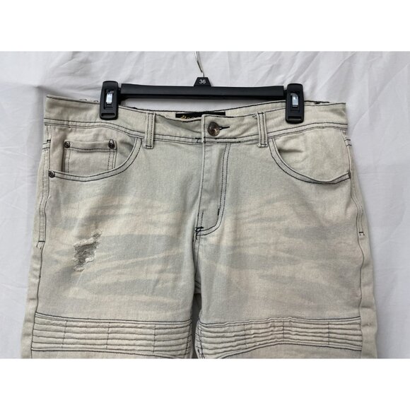 Rocawear Denim Jean Streetwear Shorts Men's Size 30 Light Blue Zip Up Distressed - Picture 4 of 15